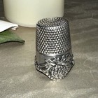Very Rare Ketcham   Mcdougall Dropped Rim Chrysanthemum Sterling Silver Thimble