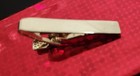 Vintage Tie Bar Clip Clasp Stay Silver Tone Atomic Planetary Rings Grooves
