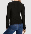 Nwt  419 Lini Women Black Crew-neck Long-sleeve Casual Top Blouse T-shirt Size M