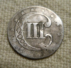 Tiny 1853 Silver Three Cent Piece