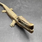 Vintage Mid Century Solid Cast Two Piece Brass Alligator crocodile Nutcracker