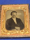 Antique Tin Type Photo In Good Union Case Man W mustache 1860-89 2 3 8  X 2 7 8 