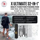 X Ultimate 32-in-1 Travel Fishing Rod Combo Spin Baitcast Fly 7 Tips