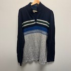 Eddie Bauer 1 4 Zip Sweater Mens Lt Zip Wool Acrylic Nylon Pullover Striped