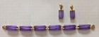 Beautiful 14k Gold And Lavendar Jade Bracelet And Earrings Set