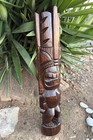Hawaiian Lono Tiki  Half Statue Hand Carved 39 x 8 in