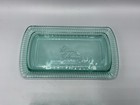 The Pioneer Woman Adeline Teal Glass Butter Dish Embossed Vintage Style