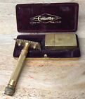 Gold Metal Brass Antique 1910   s Gillette Razor In Box W  Initials