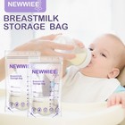 Newwiee 600 Count Breastmilk Storage Bags 7oz Self Standing Purple