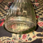 Vintage Green Bottle Glass Ribbed Design Vase Measures 12 Inches 