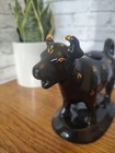Antique Audley Pottery Cow Bull Creamer gravy Boat Glossy Black