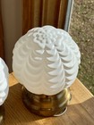 Vintage Mid-century Modern Frosted Glass Light Globes With Brass - Set Of 2