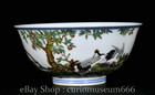 6  Qianlong Marked Pastel Porcelain Animal Crane Tree Words Pattern Bowl Pair