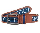 Nautica Men s Signature Logo Ribbon With Leather Trim Belt