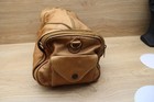 Vintage Tan Leather Travel Carryall Bag Multi Zip D Ring 1970s 80s No Strap