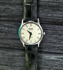Rare Vintage Slim Se  ko Round Roman Dial Slv Blk  Mens Watch