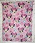 Disney Baby Minnie Mouse Blanket Pink Face Blue Flowers Soft Fleece Bow White