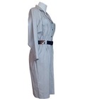 Vintage Union Made Cotton Blend Shirt Dress 1970s 1980 Blue White Stripe Size 10