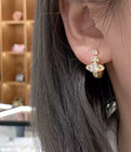 Authentic Vivienne Westwood Orb Crystal Earrings Gold Tone With Box