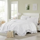  Comforter Set  3pcs Ruffle Comforters full Size Farmhouse Bedding Queen White