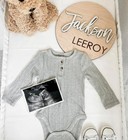 Baby Name Announcement Disc  Personized Sign For Photo Props  Natrual 