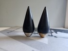 Vintage Danish Modern  table Buoys  Teak Wood Salt   Pepper Shakers Black 