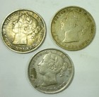 3 Newfoundland Canada Silver 20 Cent Coins 1894  1899    1900