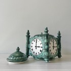 Vintage Marshall Field   s The Clock Strikes 100 Ceramic Green Candy Jar 1897-1997