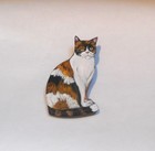 Calico Cat Pin Hand Painted Brooch