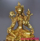 4  Tibet Temple Bronze 24k Gold Gilt Tara Kwan-yin Guanyin Goddess Buddha Statue