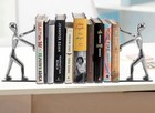 Bookends Heavy Duty Stainless Steel Man Holding Books Up - Pair
