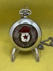 Silver Tone Full Hunter Mechanical Pocket Watch W  Chain Military Ussr Emblem