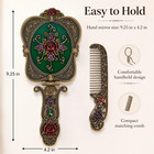 Antique Vintage Hand Mirror Comb Set - Vanity Handheld Makeup Mirror Copper