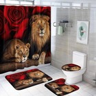 Complete Bathroom Accessories Decor Set  Red Shower Curtain With 12 Hooks 