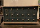Antique Apothecary Drawer Wood Cabinet Chest Jewelry Box Tool Box Green Vintage