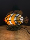Vintage Tiffany-style Stained Glass Tropical Fish Accent Lamp Night Light Works 