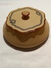Vintage Ivory Celluloid Golden Yellow Lidded Vanity Powder Box Art Deco 4 5 