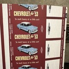 Vintage 1953 Chevrolet Matchbook Cover Sheet Uncut Advertising Ephemera