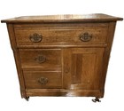 Antique Oak Washstand Commode Cabinet Late Victorian Circa 1890s