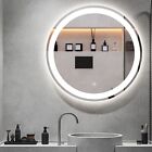 24in Led Round Lighted Bathroom Mirror With Anti-fog Wall-mounted Vanity Mirror