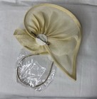 Ivory Sinamay Fascinator With Feather Flower   Straw Loops-kentucky Derby  Party
