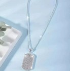 2 20ct Round  Real Moissanite Custom Men s Dog Tag Pendant 14k White Gold Plated
