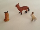 Set Of 3  Mini Fox Figurines  Red Fox   Fennec  Orange Brown Gold Color  Home