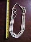 Vintage Bone Necklace Tribal 4 Strands 25 Inches Round And Tube Beaded