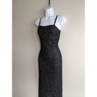 Vintage Black Crochet Maxi Dress Metallic Shimmer Spaghetti Strap Column Small