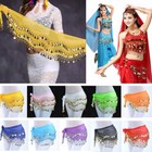 3 Rows Belly Dance Hip Skirt Scarfs Wrap Belt Hipscarf With Gold   Silver Coins