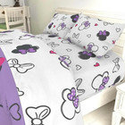 4pc Disney Minnie Mouse Purple Love Twin Bed Set  Includes Comforter   Sheet Set