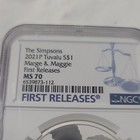 2021 P Tuvalu  1 The Simpsons  Marge   Maggie - Ngc Ms70 -  999 Silver Coin Fr