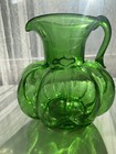 Vintage Midcentury Clevenger Brothers Glass Works  Cantaloupe Pitcher  Jug Green