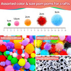 Multi-color Pom Poms  1200pcs Assorted Size   Color  Pom Poms For Arts And Craft
